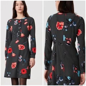 🔴LOFT Olive green  Dress with Bishop Sleeves and Crew Neck